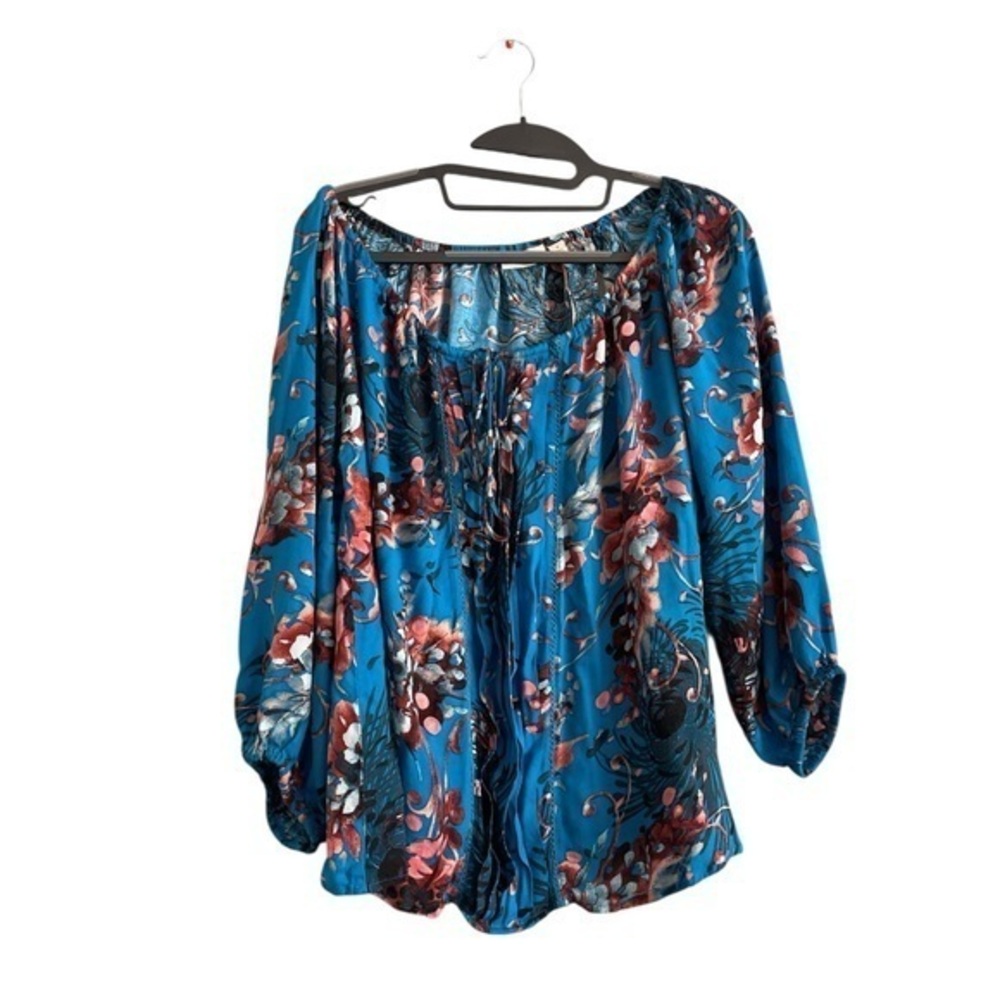 EVA MENDES Floral Peasant 3/4 Sleeve Blouse Size S